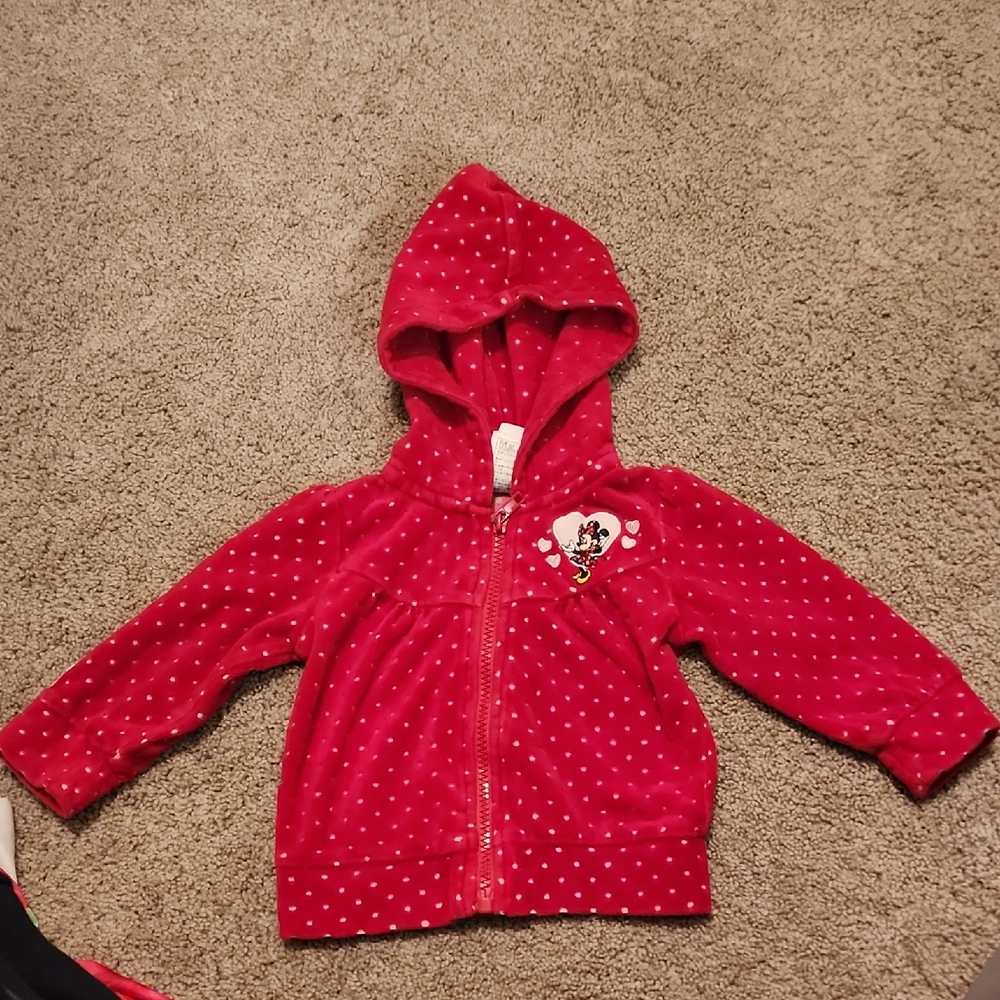 Disney Red Polka Dot Hoodie with Minnie Mouse